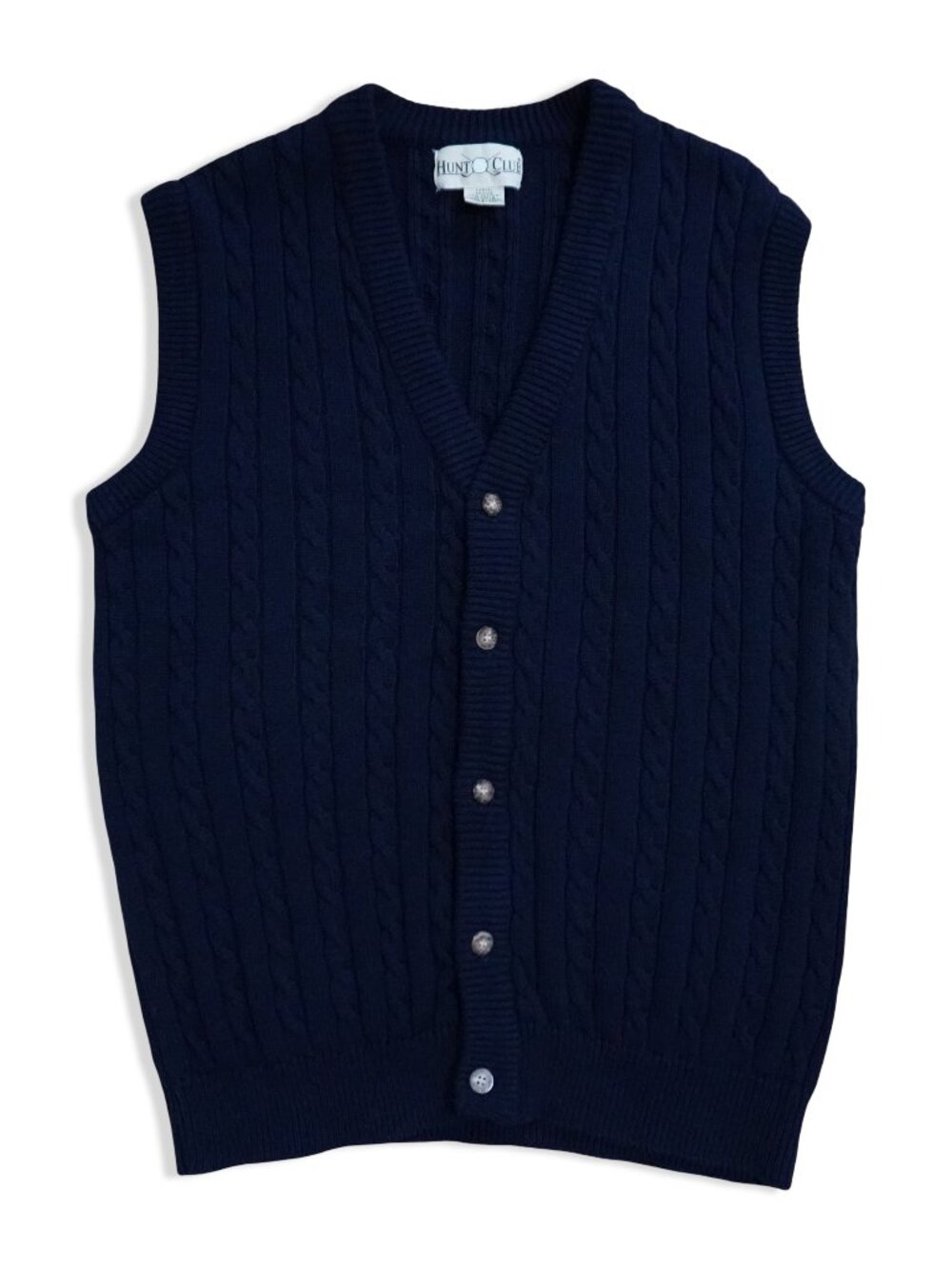 Vintage 90s Men's Large Hunt Club 100% Cotton Navy Golf Button Down Vest